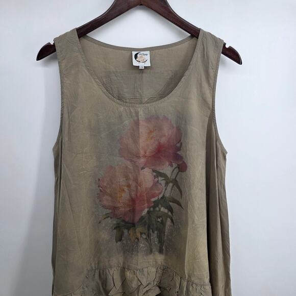 Jaded Gypsy Create Change Overlay Dress Floral Lagenlook Art to Wear L/XL - Picture 3 of 8